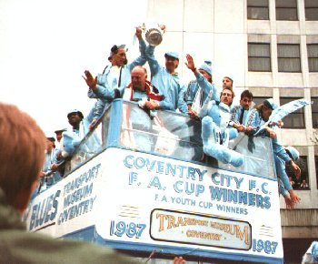 Celebrations in Coventry the day after winning the 1987 F.A. Cup Final